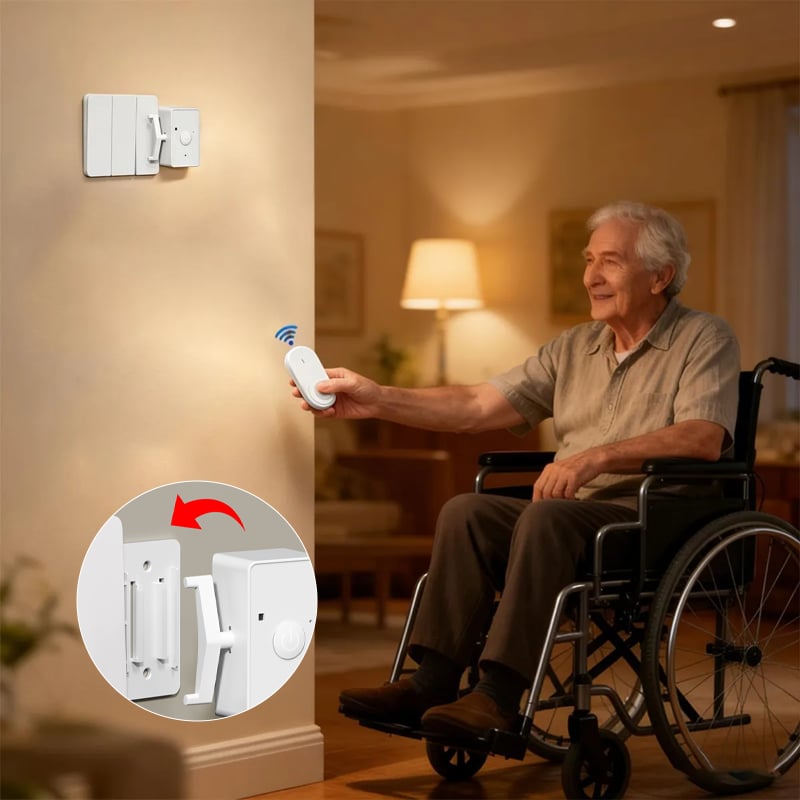 Wireless Light Switch USB Rechargeable 433 MHz Adhesive Mount