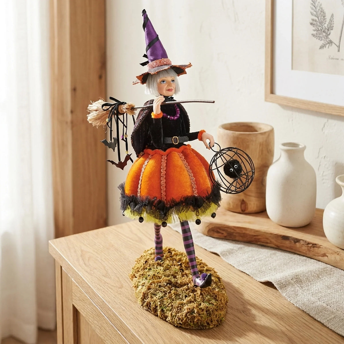 Witch Figurine Handcrafted Resin Halloween Décor
