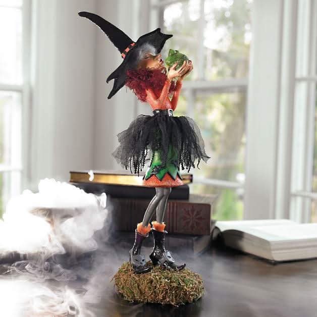 Witch Figurine Handcrafted Resin Halloween Décor