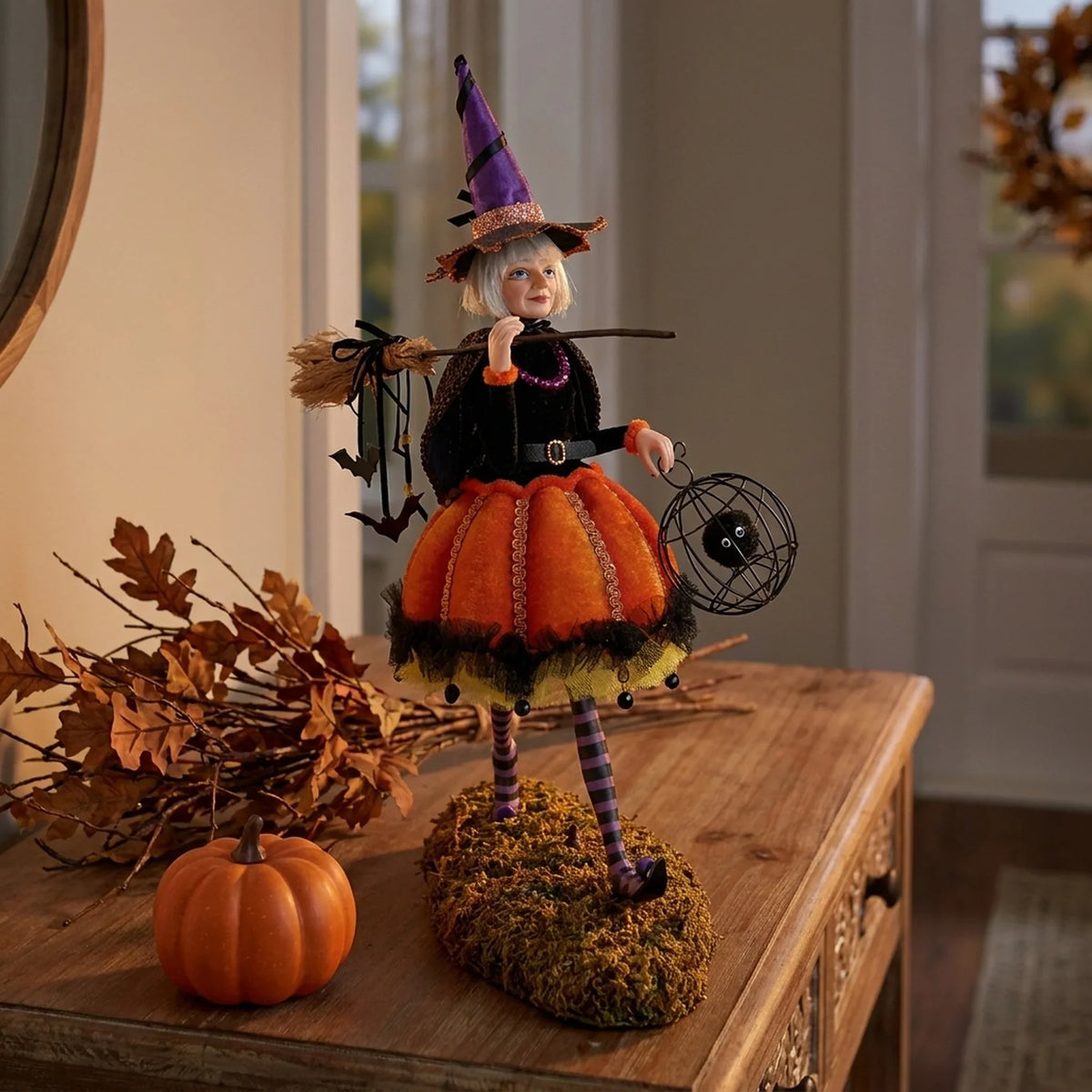 Witch Figurine Handcrafted Resin Halloween Décor