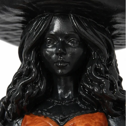 Witch Figurine Leaf-Inspired Sculptural Halloween Decor