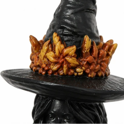 Witch Figurine Leaf-Inspired Sculptural Halloween Decor