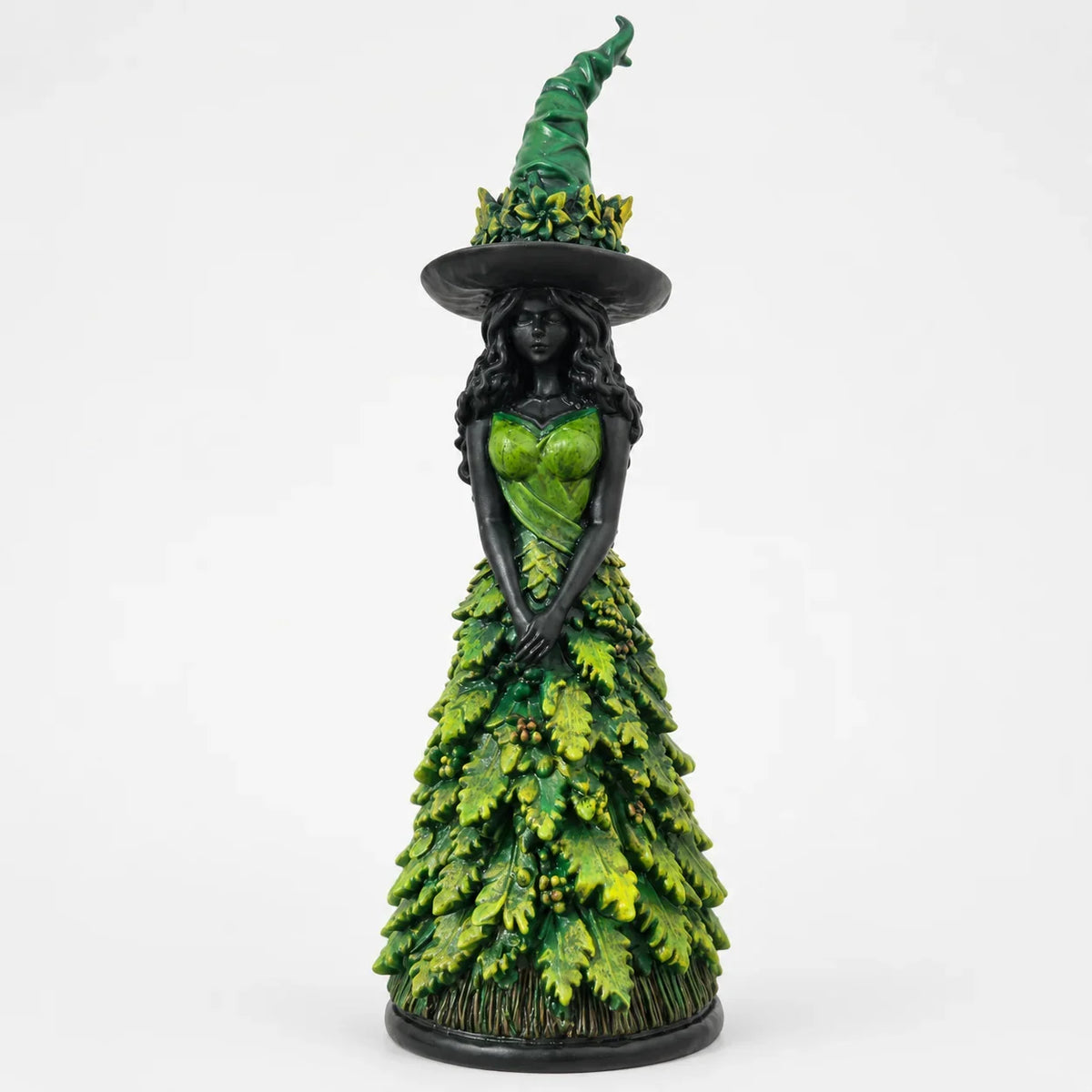 Witch Figurine Leaf-Inspired Sculptural Halloween Decor