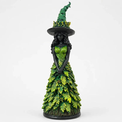 Witch Figurine Leaf-Inspired Sculptural Halloween Decor