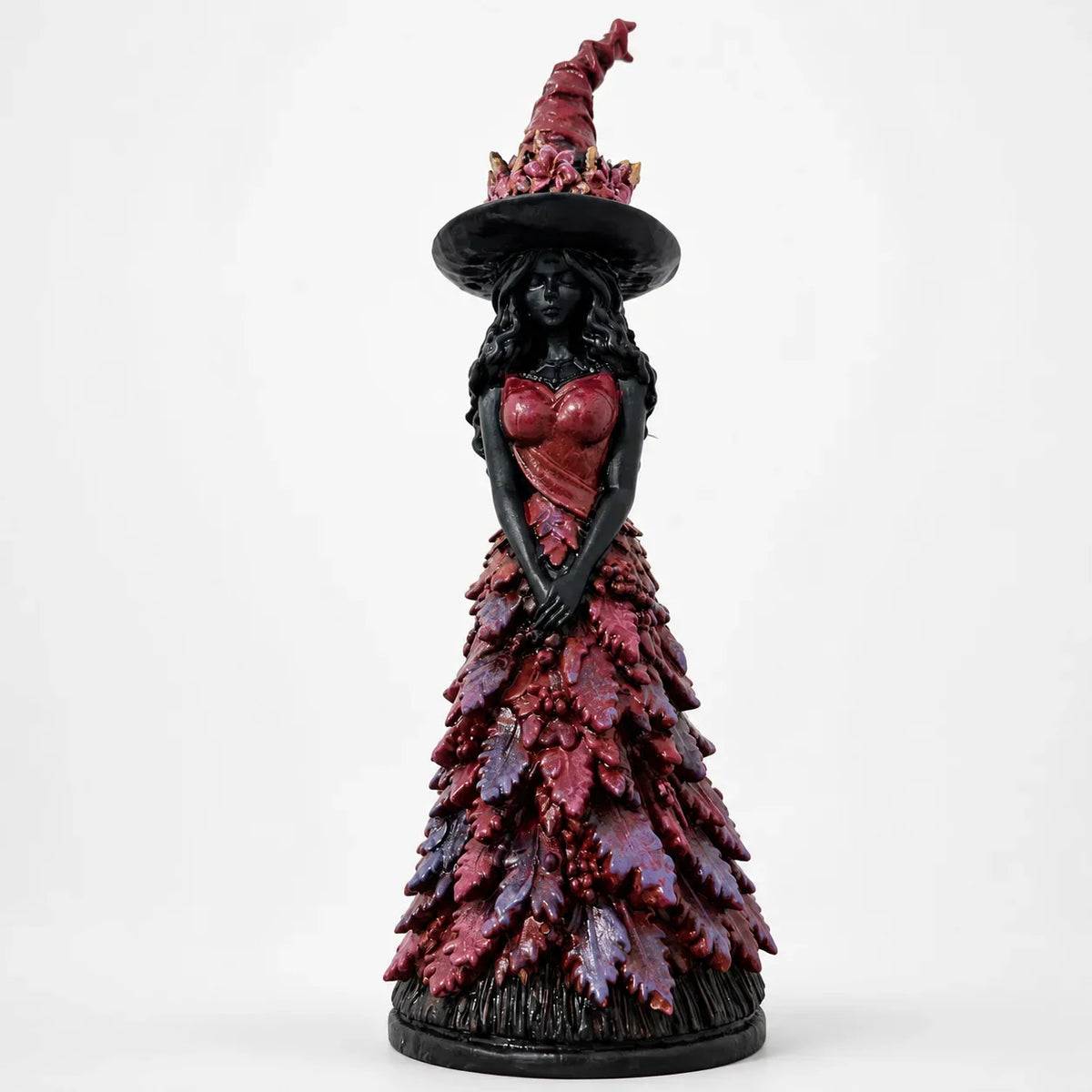 Witch Figurine Leaf-Inspired Sculptural Halloween Decor