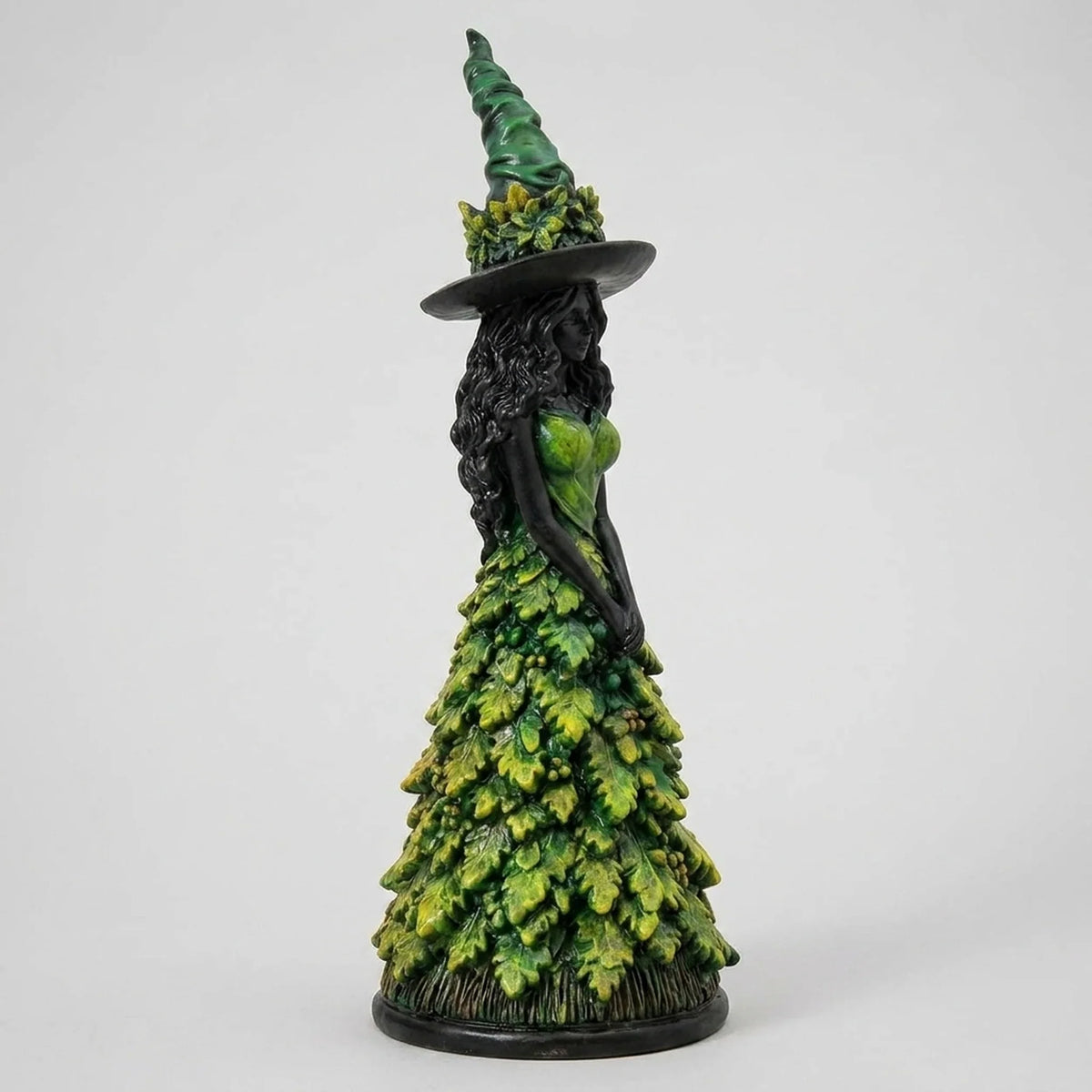 Witch Figurine Leaf-Inspired Sculptural Halloween Decor