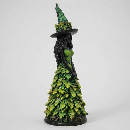 Witch Figurine Leaf-Inspired Sculptural Halloween Decor
