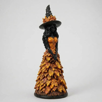 Witch Figurine Leaf-Inspired Sculptural Halloween Decor