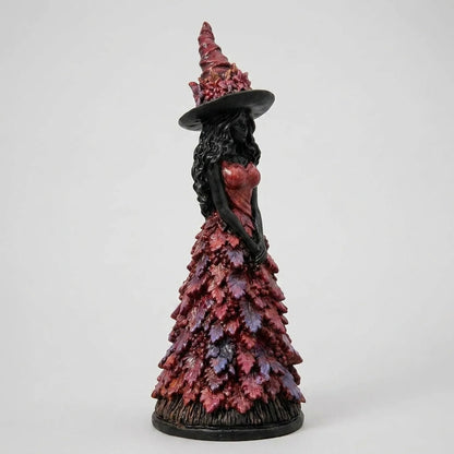 Witch Figurine Leaf-Inspired Sculptural Halloween Decor