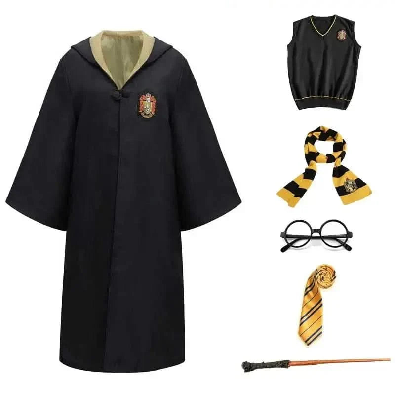 Wizard Costume Set Robe Wand Scarf Tie & Glasses