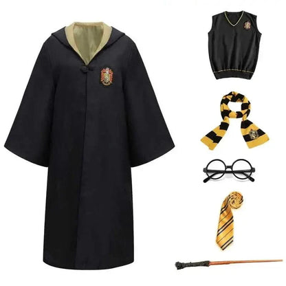 Wizard Costume Set Robe Wand Scarf Tie & Glasses