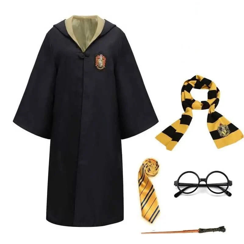 Wizard Costume Set Robe Wand Scarf Tie & Glasses