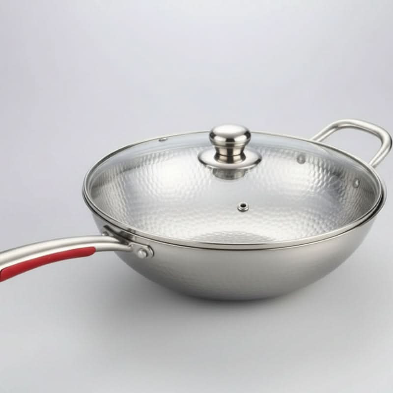 Wok Stainless Steel Induction Compatible Curved Bottom 11.8 Inch