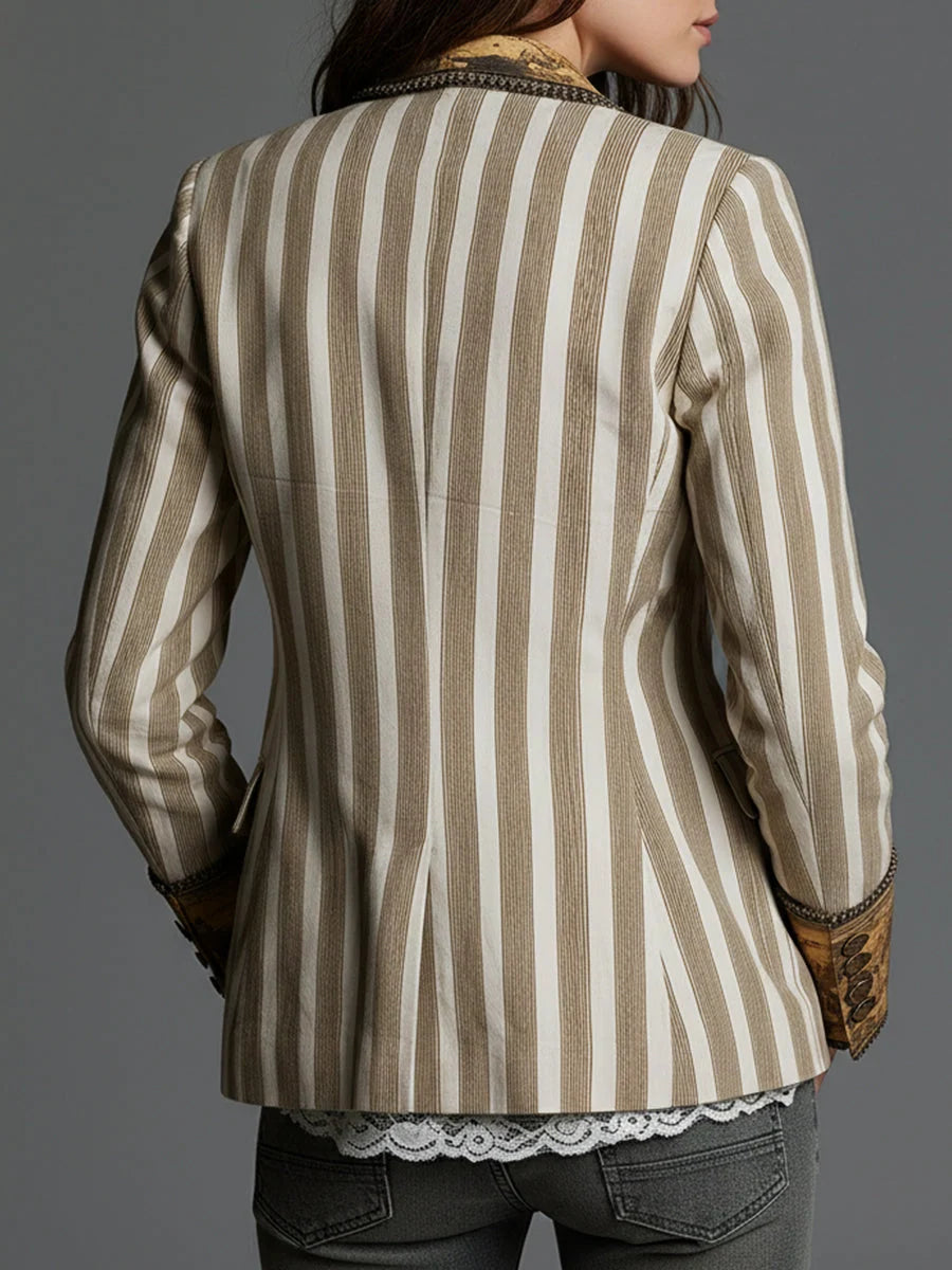 Women's Blazer Decorated Notched Lapels Tailored Fit Two-Button Front