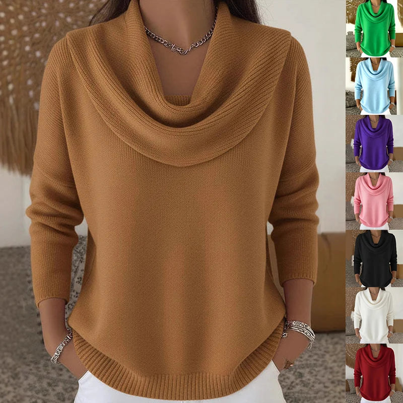 Women's Knit Sweater Thick Warm Loose Fit Long Sleeve Pullover