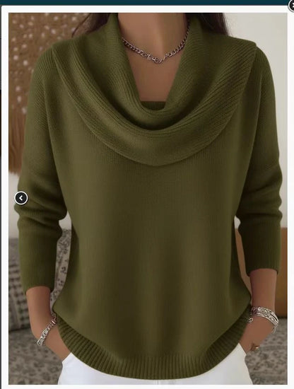 Women's Knit Sweater Thick Warm Loose Fit Long Sleeve Pullover