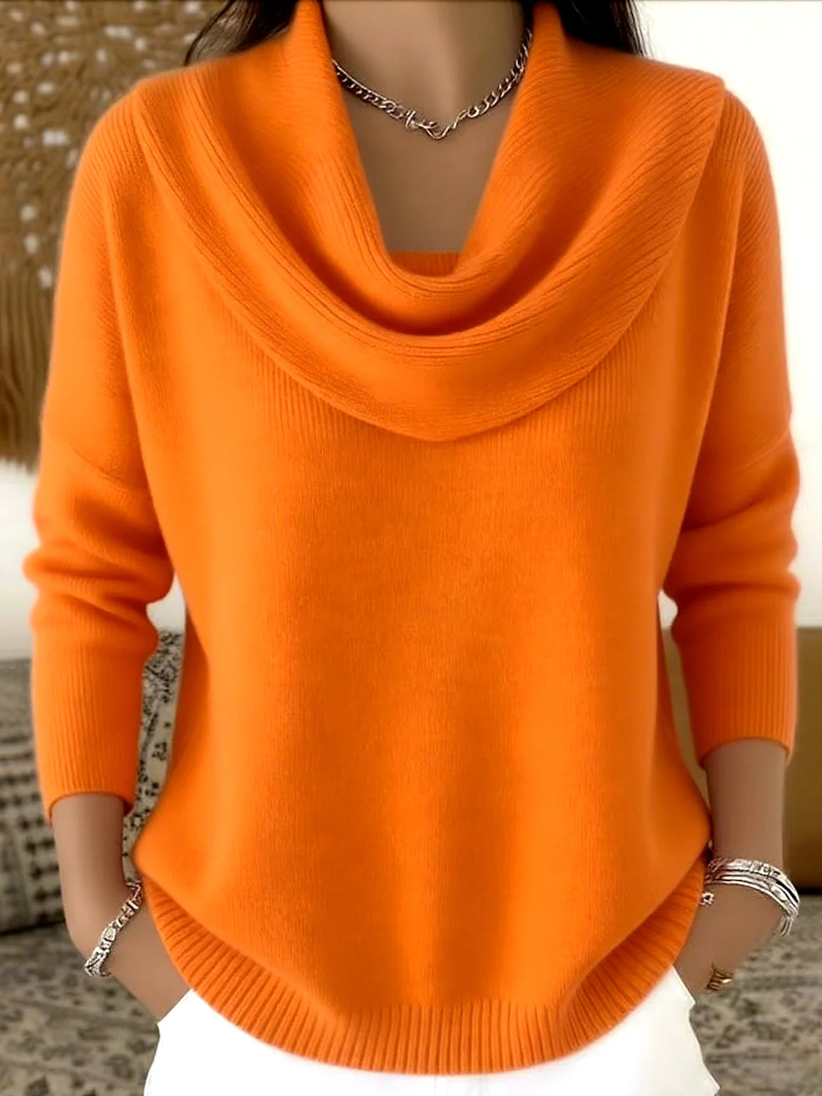 Women's Knit Sweater Thick Warm Loose Fit Long Sleeve Pullover