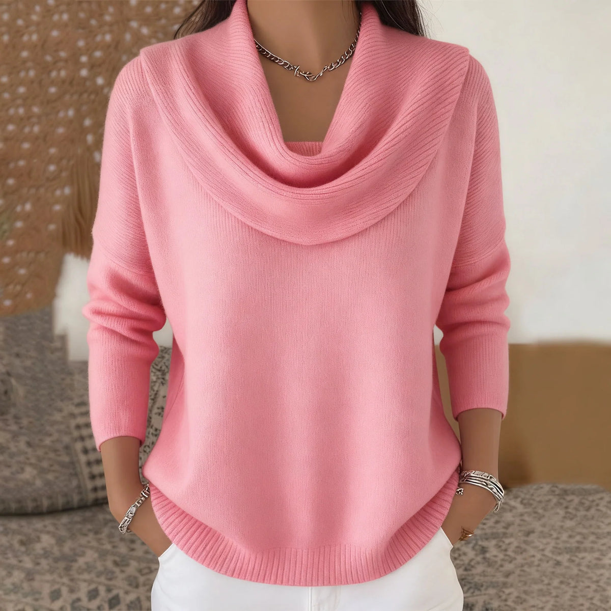 Women's Knit Sweater Thick Warm Loose Fit Long Sleeve Pullover