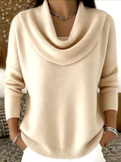 Women's Knit Sweater Thick Warm Loose Fit Long Sleeve Pullover