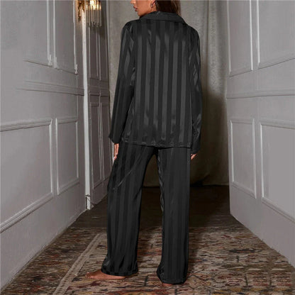 Women's Pyjama Set Satin-Feel Button-Up Two-Piece