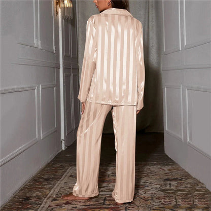 Women's Pyjama Set Satin-Feel Button-Up Two-Piece