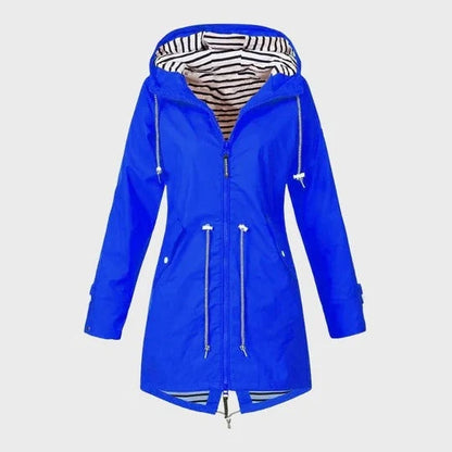 Women's Rain Jacket Knee-Length Water-Resistant Breathable Adjustable Hood