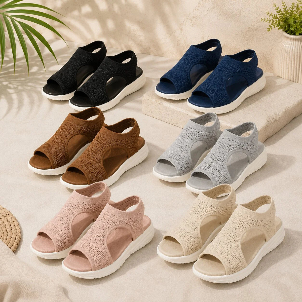 Women's Sandals Contoured Arch Support & Breathable Knit