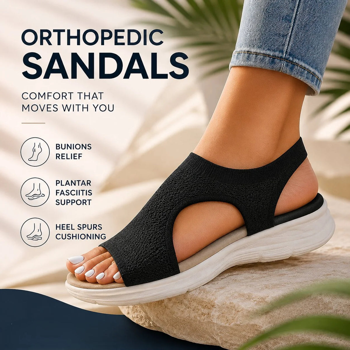 Women's Sandals Contoured Arch Support & Breathable Knit