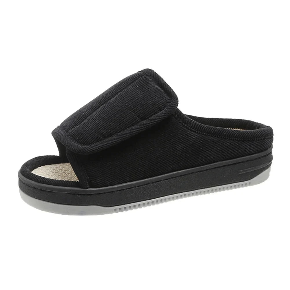 Women's Slippers Extra-Wide Adjustable Open-Toe Rubber Sole