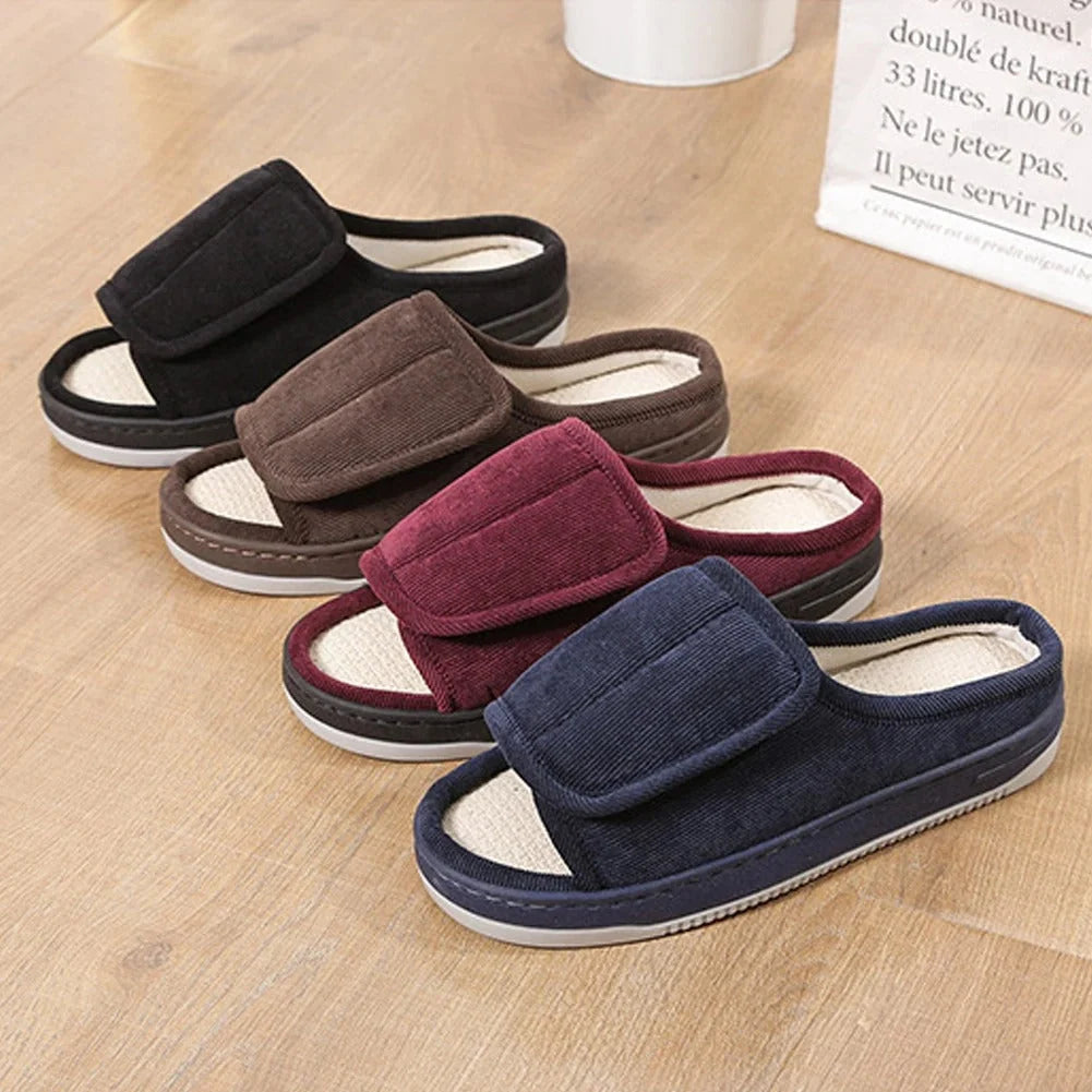 Women's Slippers Extra-Wide Adjustable Open-Toe Rubber Sole