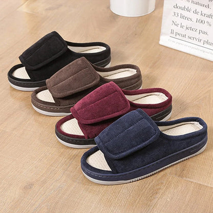 Women's Slippers Extra-Wide Adjustable Open-Toe Rubber Sole