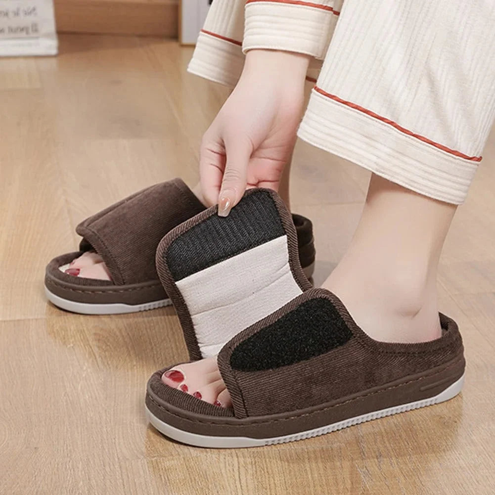 Women's Slippers Extra-Wide Adjustable Open-Toe Rubber Sole