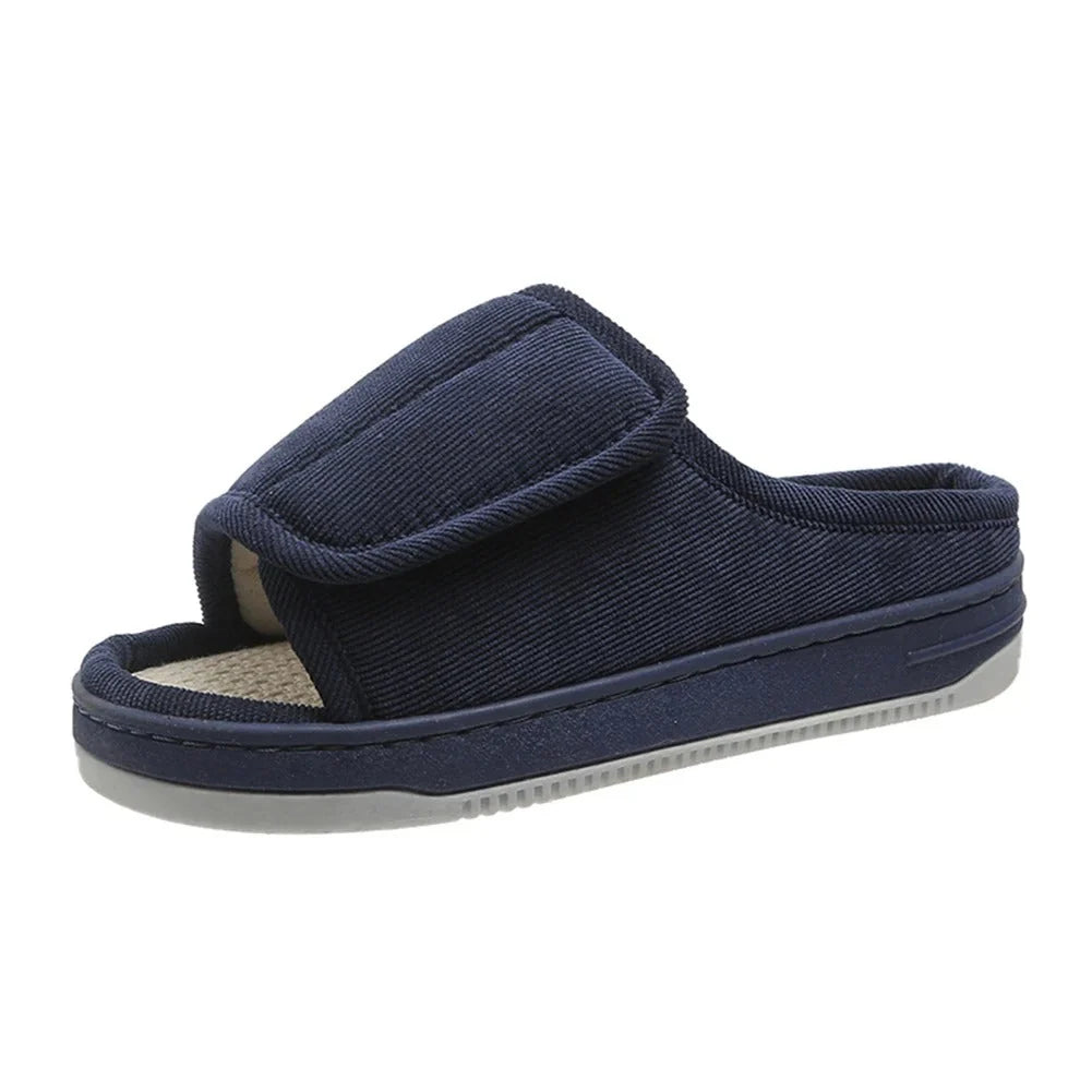 Women's Slippers Extra-Wide Adjustable Open-Toe Rubber Sole
