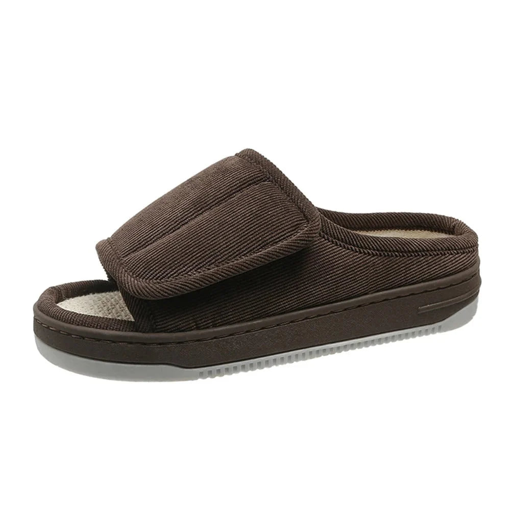 Women's Slippers Extra-Wide Adjustable Open-Toe Rubber Sole
