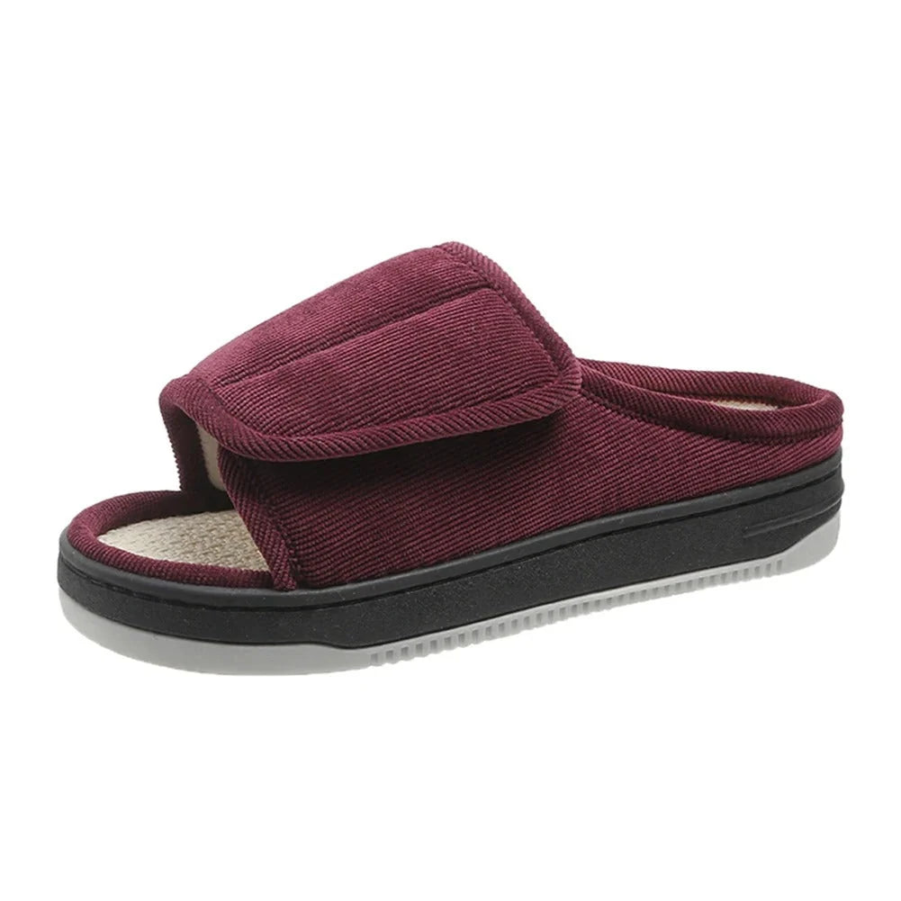 Women's Slippers Extra-Wide Adjustable Open-Toe Rubber Sole