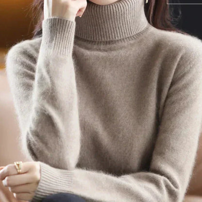 Women's Sweater 100% Cashmere Fitted Turtleneck
