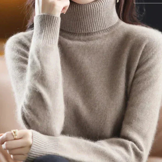 Women's Sweater 100% Cashmere Fitted Turtleneck