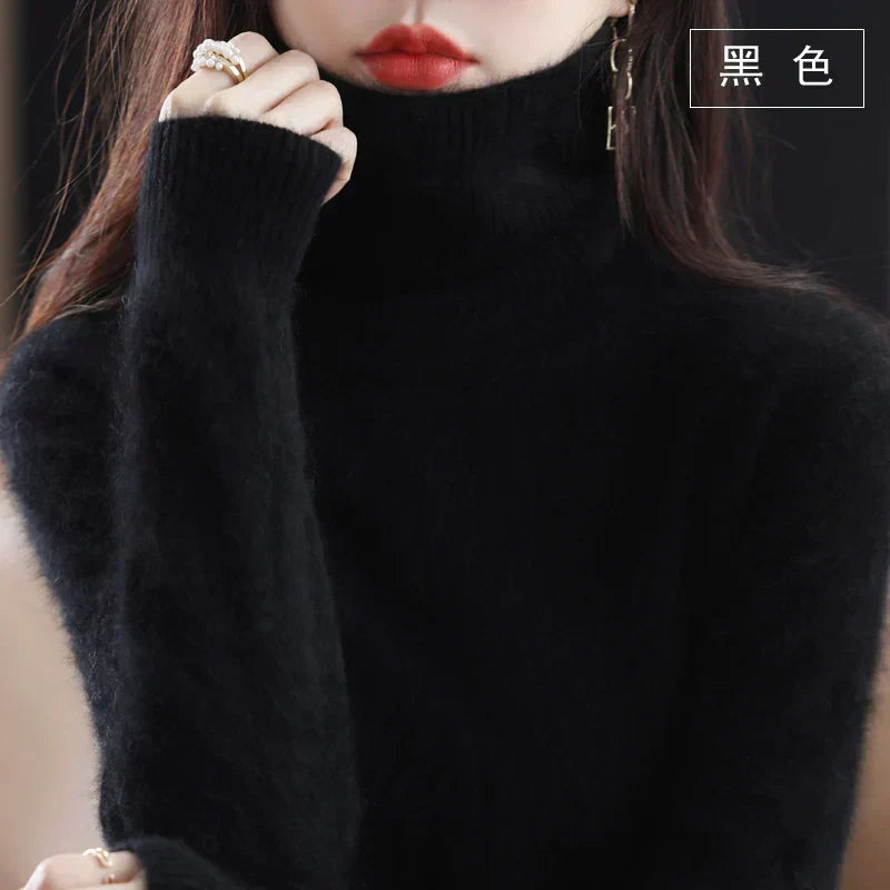 Women's Sweater 100% Cashmere Fitted Turtleneck