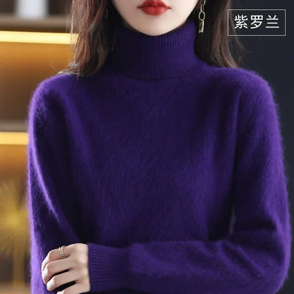 Women's Sweater 100% Cashmere Fitted Turtleneck