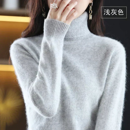 Women's Sweater 100% Cashmere Fitted Turtleneck