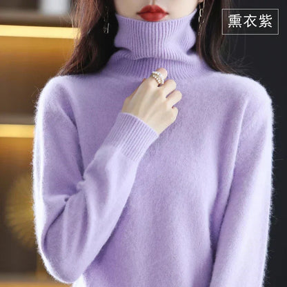 Women's Sweater 100% Cashmere Fitted Turtleneck