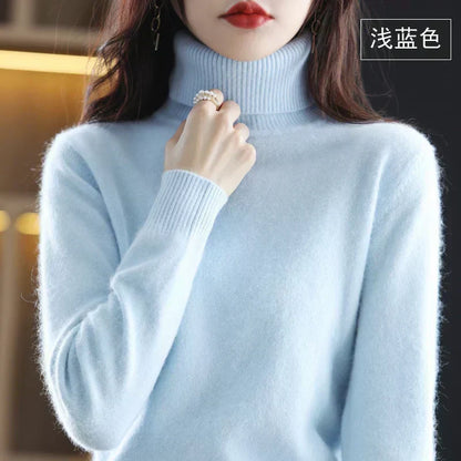 Women's Sweater 100% Cashmere Fitted Turtleneck