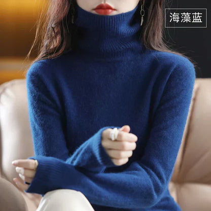Women's Sweater 100% Cashmere Fitted Turtleneck