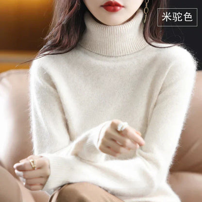 Women's Sweater 100% Cashmere Fitted Turtleneck