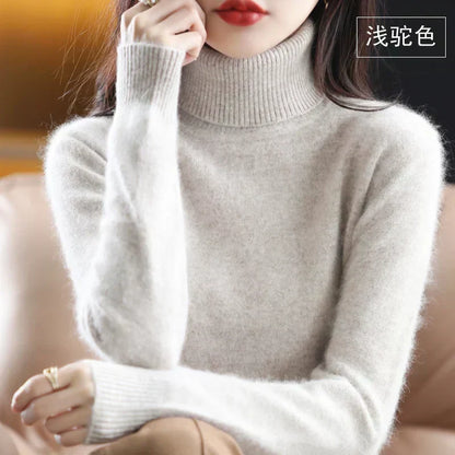Women's Sweater 100% Cashmere Fitted Turtleneck