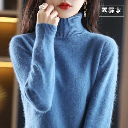 Women's Sweater 100% Cashmere Fitted Turtleneck