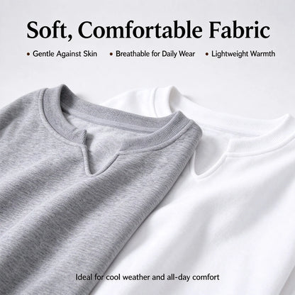 Women's Sweatshirt Notched V-Neck Lightweight Knit