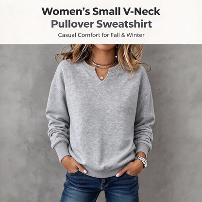 Women's Sweatshirt Notched V-Neck Lightweight Knit