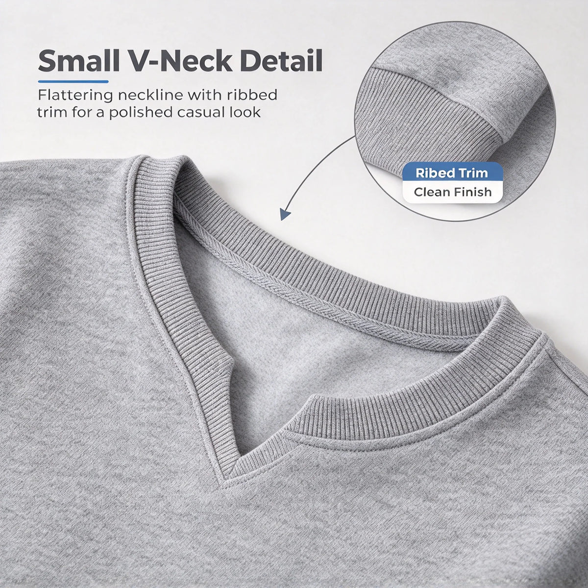 Women's Sweatshirt Notched V-Neck Lightweight Knit