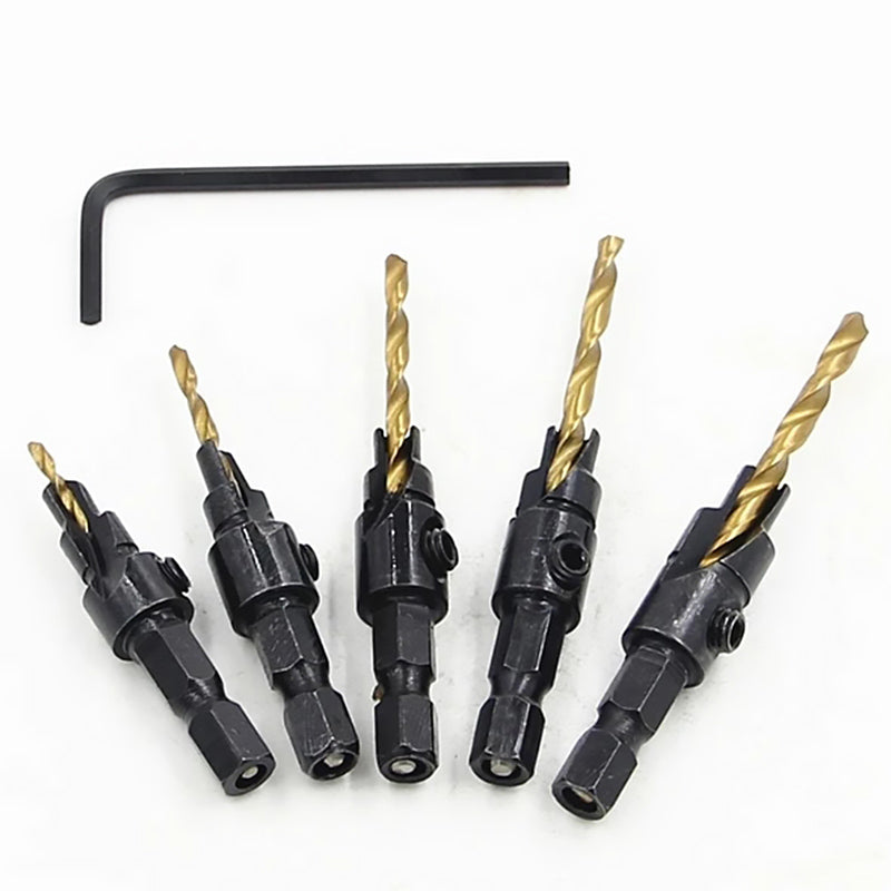 Wood Drill Bit Set Three-In-One Hex Shank 5-Piece